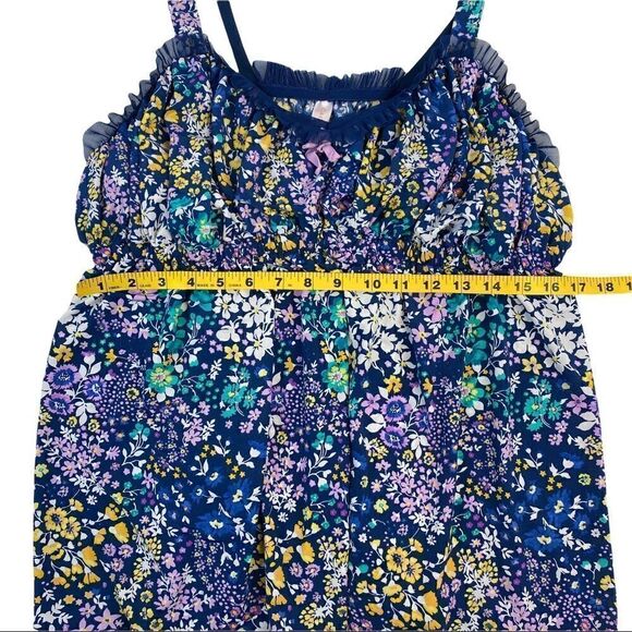 Cacique Plus Blue Floral Slip Dress Nightie Lingerie 18/20 Babydoll Tank top - Picture 8 of 9